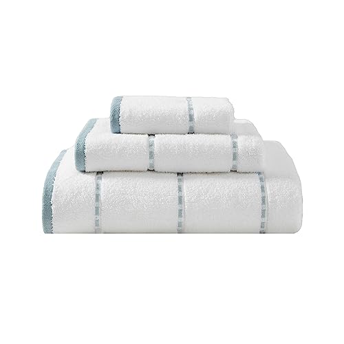 Tommy Bahama, Soft Cotton Bathroom Decor, Highly Absorbent & Medium Weight Bath Towels Set, 3 Piece, Ridley Solid Blue