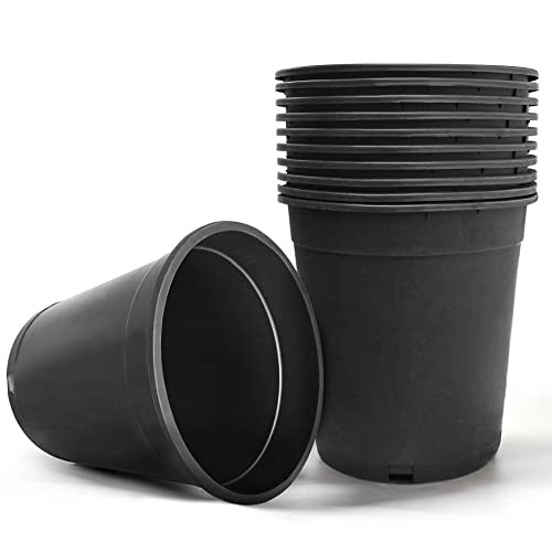 HOSTIC 3.6 Gallon Flexible Nursery Pots Gallon Pot with Drainage Holes Plastic Plant Container Suitable for Indoor Outdoor Vegetables Flowers Plants 10 PCS