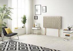 Somnior Beds Bed Centre Platinum Small Single 82cm Linen Wheat Headboard With Wooden Struts