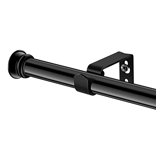 Wrap Around Curtain Rod for Window, Industrial Black Curtain Rod 5/8 Inch Diameter, Metal Adjustable Blackout Curtain Rod