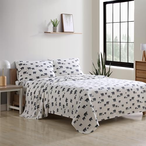 Eddie Bauer - Full Sheet Set, Warm Breathable Cotton Flannel Bedding with Deep Pockets, Brushed for Extra Softness, Cozy Home Decor, Oeko-Tex Certified (Bear Family, Full)