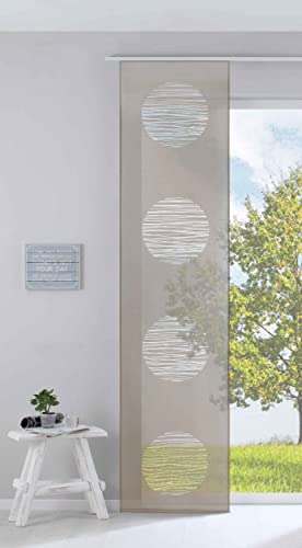 Gardinenbox Modern Panel Curtain Room Divider Sliding Curtain Circle H x W 245 x 60 cm Taupe Made Burnout Fabric with Panel Carrier Weighted Bar 85612