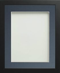 Frame Company Connolly Range Black Wooden Picture Photo Frame with Blue Mount 9x7 for pic size 8x6 *Choice of Sizes* Fitted with Real Glass