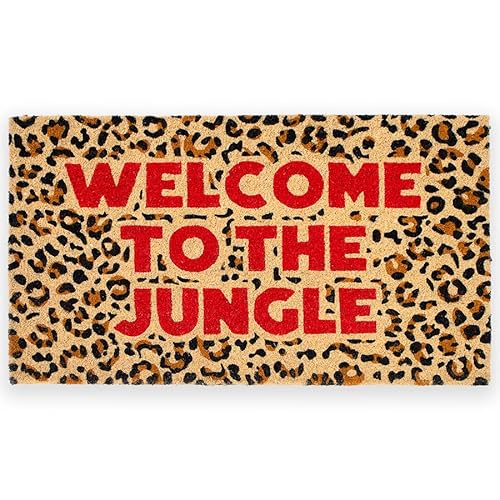 Fisura – Door mat entrance “The jungle” made of coconut with non-slip PVC backing. Hand-painted leopard indoor rug. Fun message doormat for the entrance. 27.56 x 15.75 inches.