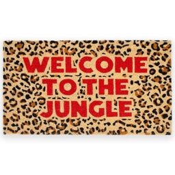 Fisura – Door mat entrance “The jungle” made of coconut with non-slip PVC backing. Hand-painted leopard indoor rug. Fun message doormat for the entrance. 27.56 x 15.75 inches.