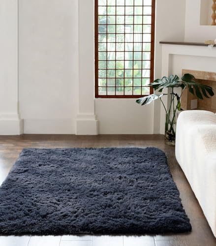 Kampala Hill Cuddle Area Rug Anti-Slip Cuddly Shaggy Soft Fluffy Charcoal Grey 120x170cm