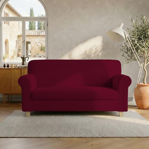 Italian Bed Linen ??? Leslie??? Sofa Cover, 95% Polyester + 5% Elastometer, Bordeaux, 2 Places