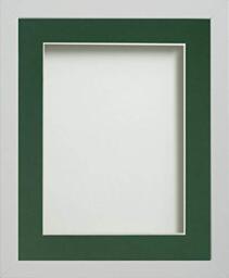Frame Company Allington White Photo Frame with Bottle Green Mount, 12x10 for 6x4 inch, fitted with perspex