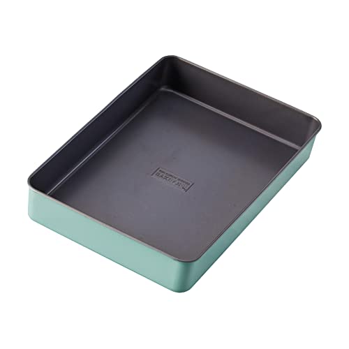 The Great British Bake Off Brownie Tin for Flapjacks, Brownies - & Other Tray Bakes, Non-Stick Sheet for Oven, Official GBBO Logo, Non Stick Carbon Steel, Duck Egg Blue, 30 x 20 x 5cm