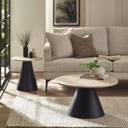 Julian Bowen Elgon Coffee & End Table Set, Beige - H40 x W75 x D75cm