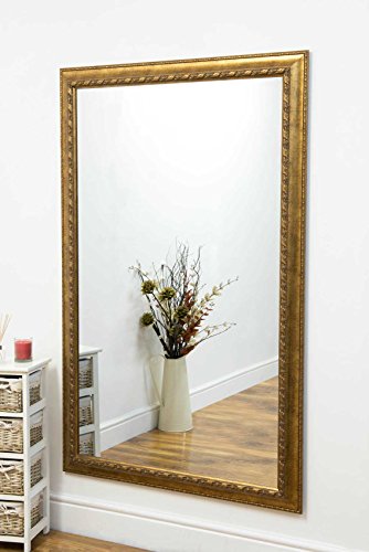 Large Gold Decorative Ornate Dress Cheval Mirror 5Ft7 X 3Ft7 170cm X 109cm