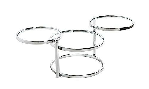 HAKU coffee table chrome, metal, tempered glass - Dim.: W 58-140 cm x H 43 cm x D 50 cm, Style: Modern
