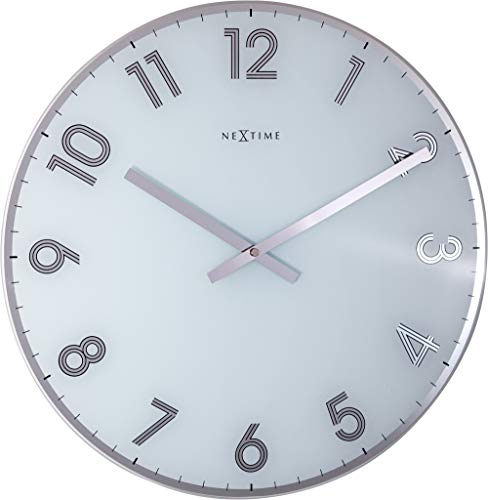 NeXtime - Wall Clock - Diameter 43 cm - Glass - White - 'Reflect'