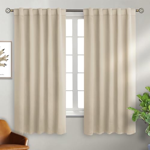 "BGment Elegant Champagne Blackout Curtains, 2 Pack, W 42"" x L 63"", Bedroom, Rod Pocket and Back Tab, Room Darkening, Thermal Insulated"