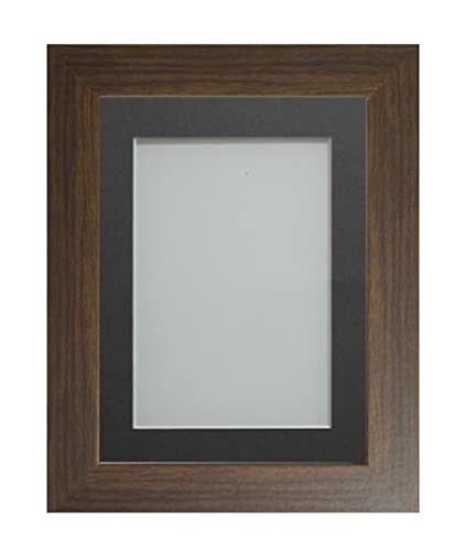 Frame Company Watson Brown Picture Photo Frame fitted with Perspex, A3 with Grey Mount for image size A4