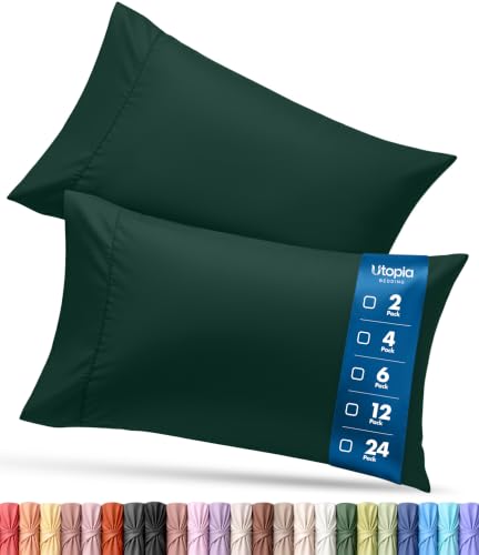 Utopia Bedding Standard Pillow Cases - Pack of 4 - Envelope Closure - Soft Brushed Microfiber Fabric - Shrinkage and Fade Resistant Pillow Covers Standard Size 20 X 26 Inches (Emerald)