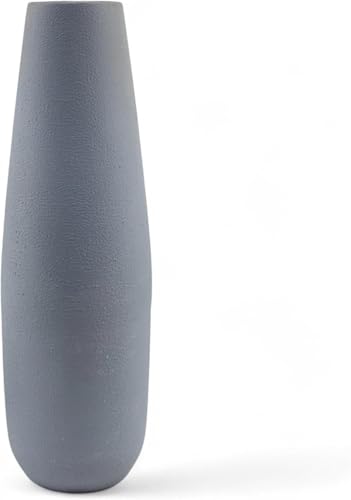 Hosley 16 in High Dark Gray Metal Vase, Ideal for Dried Flowers Gift for Floral Arrangements Wedding Home Spa Votive Candle Gardens