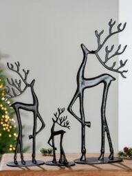 Casablanca Decorative Figure Sculpture Reindeer Made of Aluminium - Black Advent Christmas Decoration XL - Height 37.5 cm