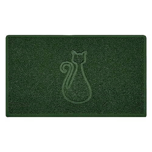 Nicoman CAT Embossed Shape Door Mat Dirt-Trapper Washable Barrier Doormat-(Use Indoor or Sheltered Outdoor)-(75x44cm/29.5x17.3inches,Medium) Green