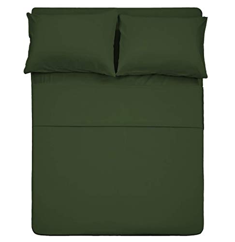 Best Season 4 Piece Bed Sheet Set (Queen Size Olive Green) 1 Flat Sheet,1 Fitted Sheet and 2 Pillow Cases,100% Brushed Microfiber 1800 Luxury Bedding,Deep Pockets,Extra Soft & Fade Resistant