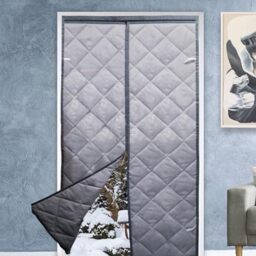 FIRST4MAGNETS Magnetic Thermal Insulated Door Curtain, Wind, Cold and Noise Proof, Pet Friendly, Suitable for air-Conditioned Rooms, Heating, Kitchens, and Living Rooms (90cm x 210cm) - Grey