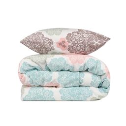 WELL HOME MOBILIARIO & DECORACIÓN Set of Duvet Cover + 2 Pillowcases 240 x 220 cm Turquoise Salmon Cream
