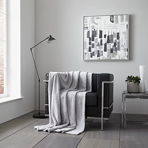 GC GAVENO CAVAILIA Wave Fleece Blanket, Cosy Warm Sofa Throws, Fluffy Blankets For Beds Or Settee, Snuggle & Fuzzy Throw Silver, 150X200