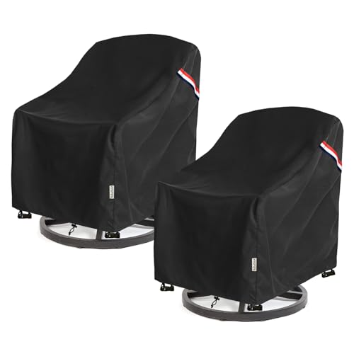 SoloToo Patio Chair Covers Waterproof Patio Furniture Covers, 40W x 40D x 36H Inches Swivel Outdoor Chair Cover 2 Pack (Black)