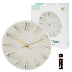 "Hama ""Corfu Wall Clock, Ø 30 cm, Quartz Clock, Analogue, 3D Numerals, beige"