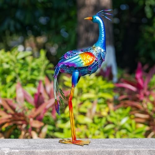 dreamskip Metal Peacock Garden Decor Outdoor Statue, Peacock Yard Art Sculptures Outside Decoration for Home Patio Lawn Backyard, Gift for Women Moms Grandma