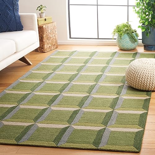 Safavieh Modern Rug for Living Room, Dining Room, Bedroom - Genre Collection, Short Pile, in Green and Beige, 160 x 230 cm