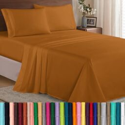 Elegant Comfort Luxury Soft 1500 Premier Egyptian 4-Piece Premium Hotel Quality Wrinkle Resistant Coziest Bedding Set, All Around Elastic Fitted Sheet, Deep Pocket up to 16inch, King, Bronze