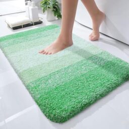 Super Soft & Absorbent Bathroom Rug Mat - 24"x17" Shaggy Chenille, Non-Slip Backing, Machine Washable (Gray) - View #8
