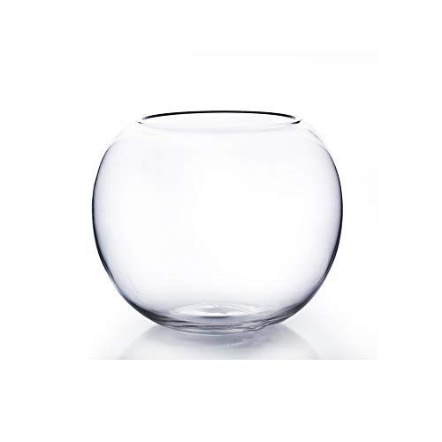 "WGV Bowl Glass Vase, Diameter 8"", Height 6.5"", Open Width 3.75"", (Multiple Sizes Choices) Clear Bubble Planter Terrarium Fish Bowl for Wedding Event Home Decor, 1 Piece (VBW0008)"
