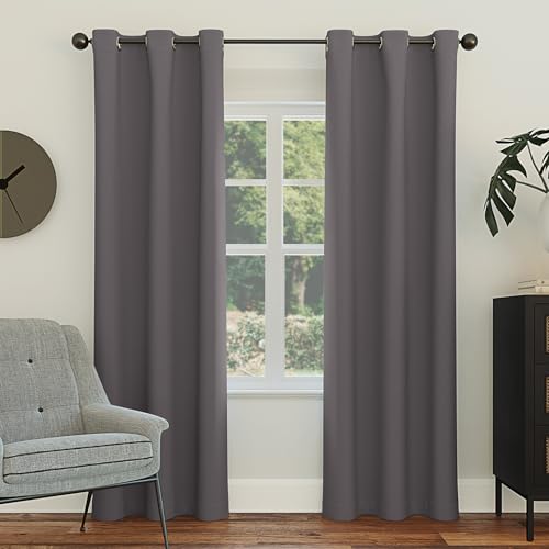 "Sun Zero Easton Energy Saving Blackout Grommet Curtain Panel, 40"" x 108"", Charcoal"
