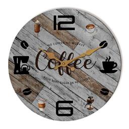 Tiancentral Rustic Kitchen Wall Clock Wooden Office Coffee Decor Wall Clocks 12 inches Silent Clocks for Kitchen/Office/Coffee Corner/Cafe Shop Decoration