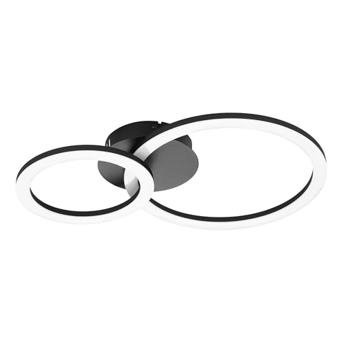 Eglo Connect.z Smart Home LED Ceiling lamp Parrapos-z, 2 Light Zigbee Lighting, app and Voice Control Alexa, tunable White (Warm - Cool White), dimmable Spotlight, Black White, 18 x 12 in