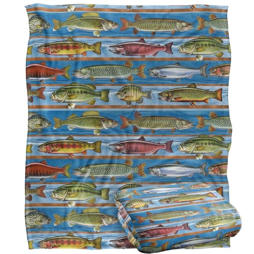 Jq Licensing Freshwater Gamefish Fishing Pattern Silky Touch Super Soft Throw Blanket 152 X 127 Cm