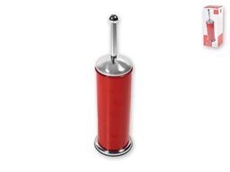 Home Toilet brush holder, Metal, Red/Steel, 12x12x30cm