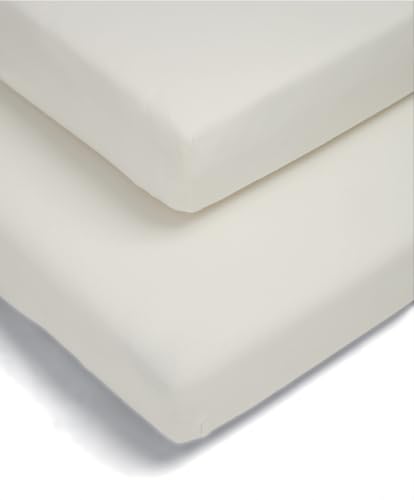 Mamas & Papas Cot Fitted Sheets (63 x 127 cm, Pack of 2), Nursery Bedding - Cream