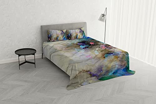 KIO622 KIO622 Double Bed Set, 100% Microfibre Made in Italy – Top Sheet Set 250 x 280 cm + 2 Pillowcases 50 x 80 cm with Inner Flap – Digital Print
