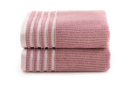 Foutastic Luxury 2 Piece Towel Set Pink 50 x 90 cm - 100% Microfibre 450gsm - Machine Washable at 40°C, Soft and Absorbent