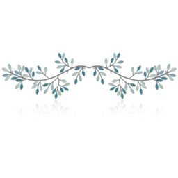 Hotop 2 Pieces Metal Tree Leaf Wall Decor Vine Olive Branch Leaf Wall Art Wrought Iron Scroll Sculptures Above the Bed, Living Room, Outdoor Decoration (Teal,Classic Style)