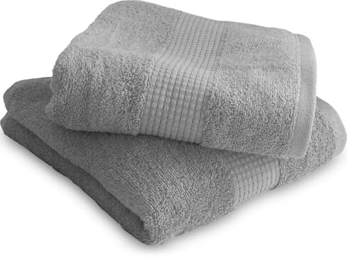 Le linge de Jules Set of 2 Hand Towels 50 x 90 cm – 100% Cotton – 450 g/m² – Grey