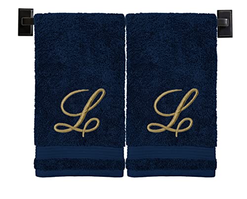 Monogrammed Hand Towels - Set of 2 - Genuine Turkish Bathroom Towels - Choose Any Letter - Choose Towel and Thread Color - Embroidered Script Monogram - Personalized Towels