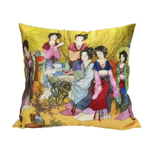whooplaArt Double Sided Printed Chinoiserie Pillow Covers, 18x18 inches, for Home Decor