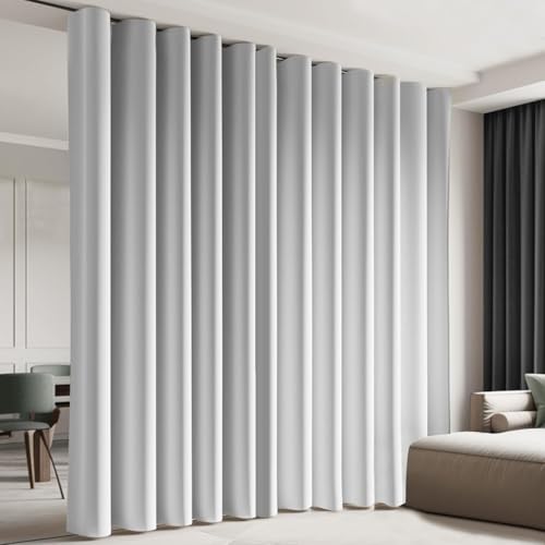 Cbsroro Room Divider Blackout Curtain Track Curtains Wall Dividers Panels Screen for Living Rooms Bedroom Office Privacy Partition Separation, W150 ?? L96 Inch,1 Panel, White