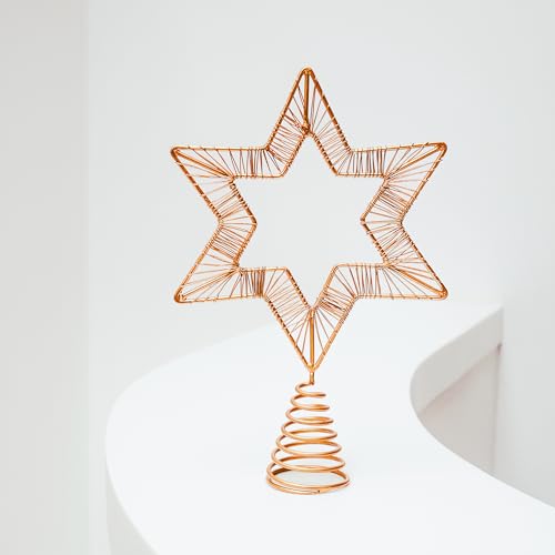 Ivyline Rigel Star Shaped Tree Topper in Copper with Durable Design - Christmas Seasonal Decoration - Festive Holiday Ornament - H23.5 x W14.5 cm