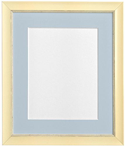 FRAMES BY POST Nordic Distressed Cream Photo Frame with Blue Grey Mount A2 Pic Size A3 (Plastic Glass)