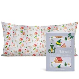 Elf x Kitsch Satin Pillowcase - Softer Than Silk Pillowcase for Hair & Skin - Cooling Satin Pillowcases with Zipper - Satin Pillow Case Cover - Pillow Cases King Size (Periwinkle Christmas)